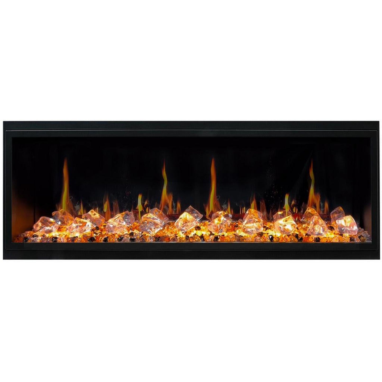 Litedeer Latitude 55" Ultra Slim WiFi Enabled Built-In Electric Fireplace with Acrylic Crushed Ice Rocks