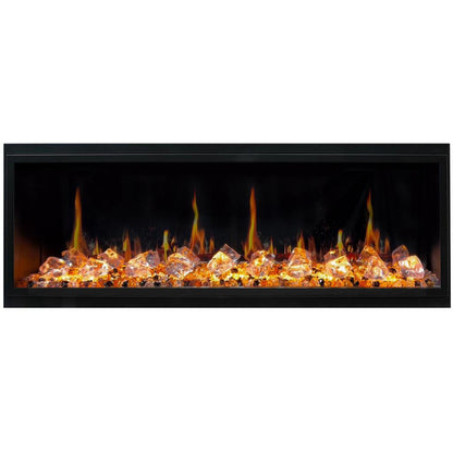 Litedeer Latitude 55" Ultra Slim WiFi Enabled Built-In Electric Fireplace with Acrylic Crushed Ice Rocks