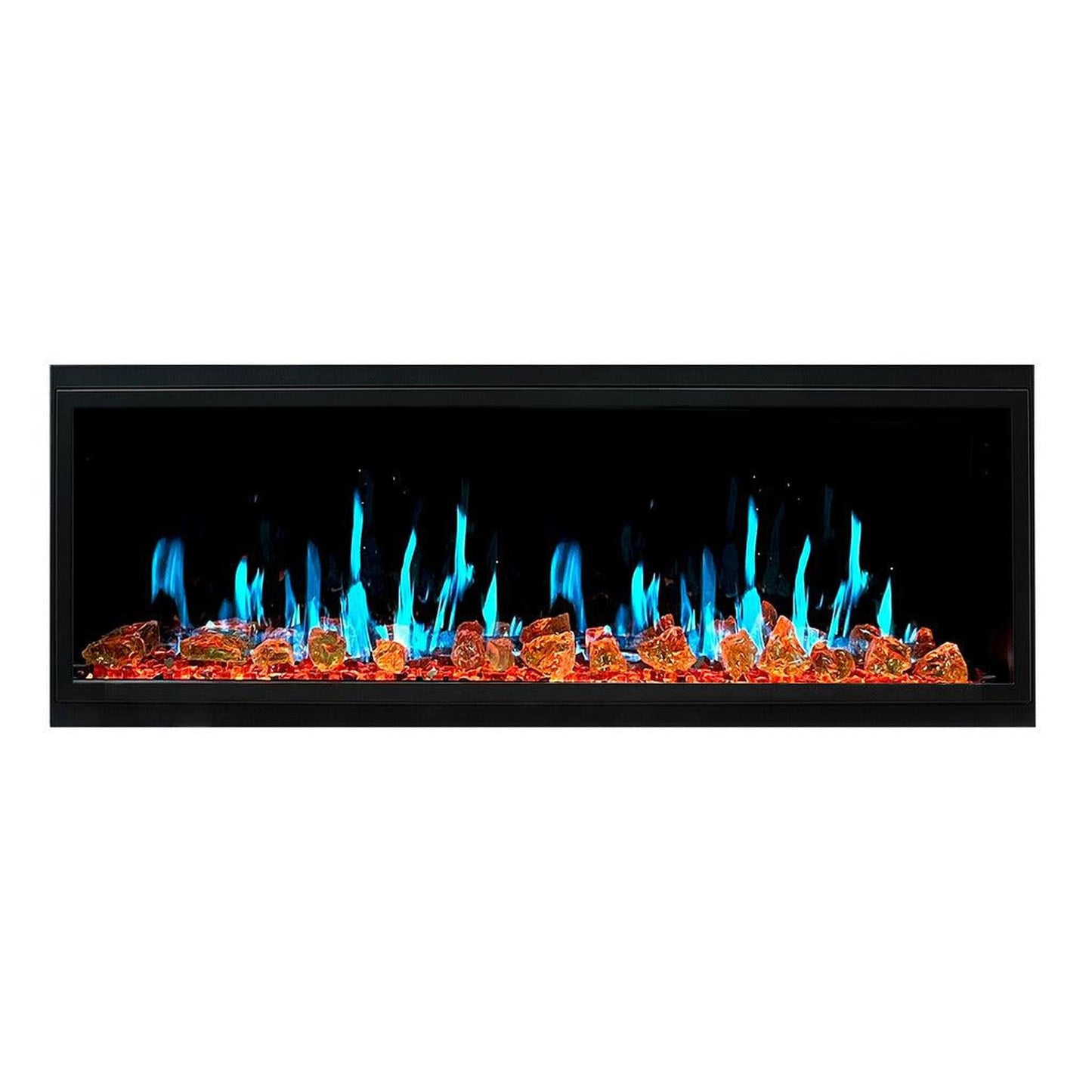 Litedeer Latitude 55" Ultra Slim WiFi Enabled Built-In Electric Fireplace with Reflective Fire Glass