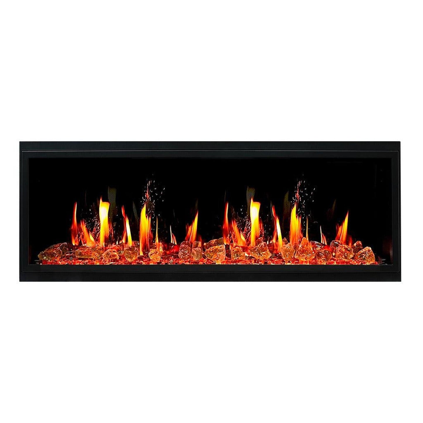 Litedeer Latitude 55" Ultra Slim WiFi Enabled Built-In Electric Fireplace with Reflective Fire Glass