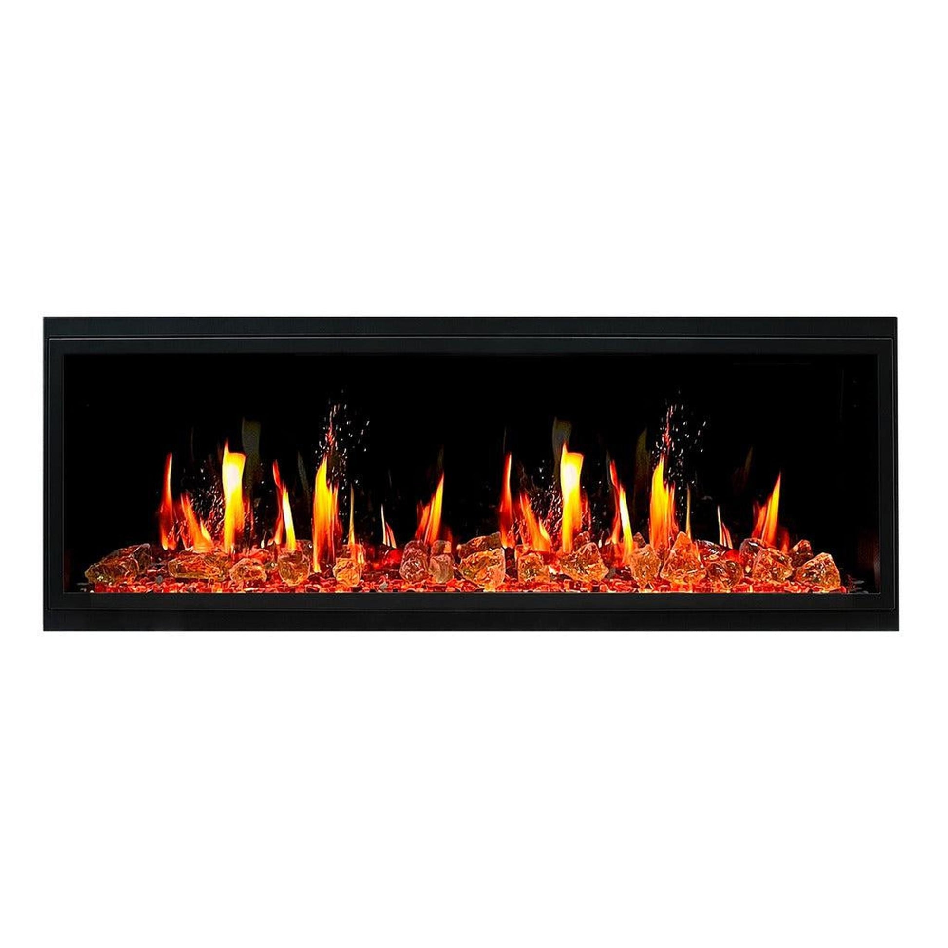 Litedeer Latitude 55" Ultra Slim WiFi Enabled Built-In Electric Fireplace with Reflective Fire Glass