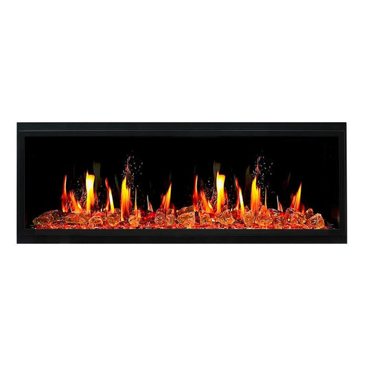 Litedeer Latitude 55" Ultra Slim WiFi Enabled Built-In Electric Fireplace with Reflective Fire Glass