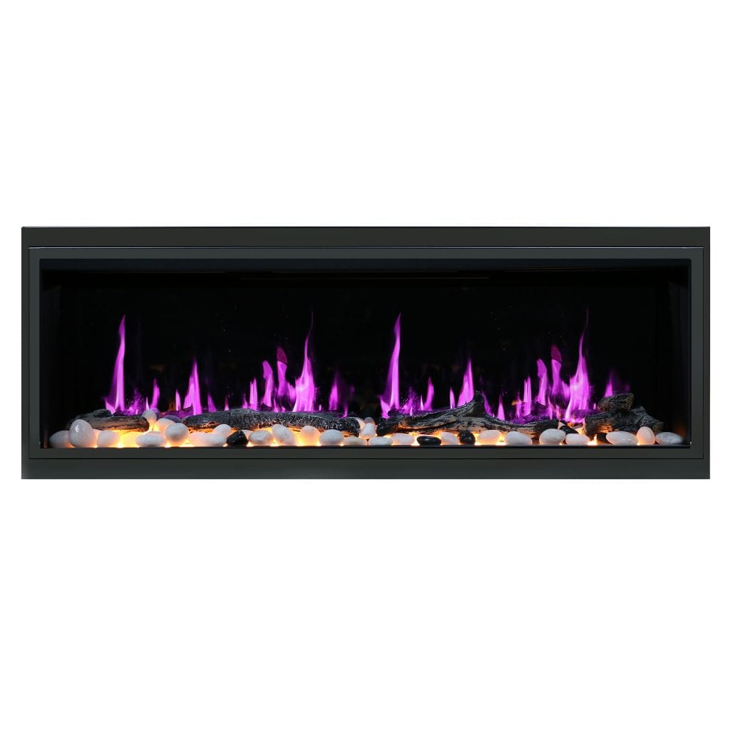 Litedeer Latitude 65" Smart Linear WiFi Enabled Vent-Free Built-In Electric Fireplace With Driftwood Log & River Rock