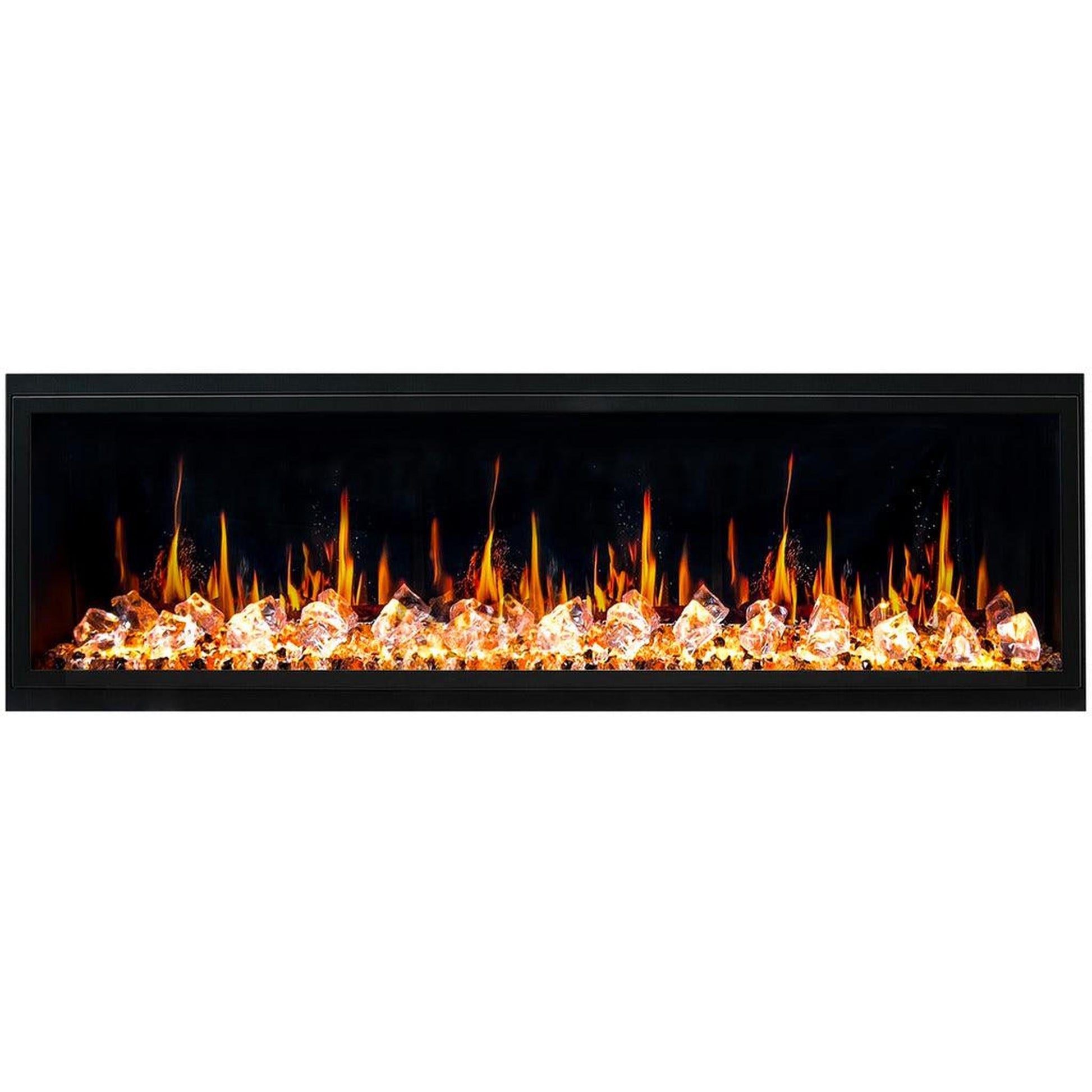 Litedeer Latitude 65" Ultra Slim WiFi Enabled Built-In Electric Fireplace with Acrylic Crushed Ice Rocks