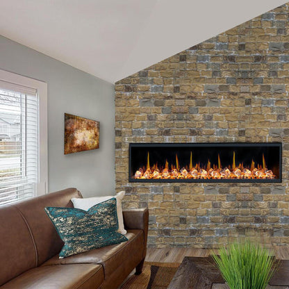 Litedeer Latitude 65" Ultra Slim WiFi Enabled Built-In Electric Fireplace with Acrylic Crushed Ice Rocks
