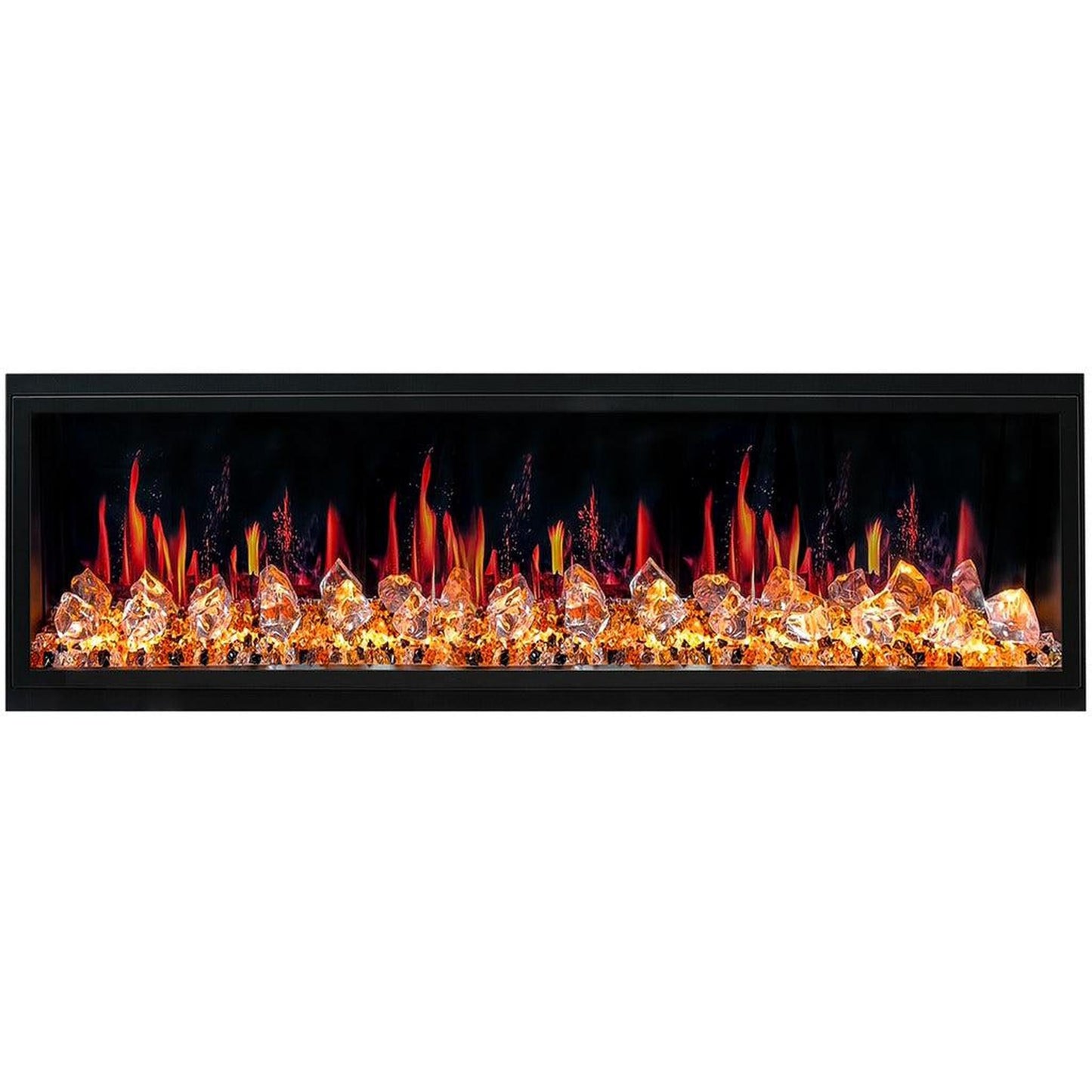 Litedeer Latitude 65" Ultra Slim WiFi Enabled Built-In Electric Fireplace with Acrylic Crushed Ice Rocks
