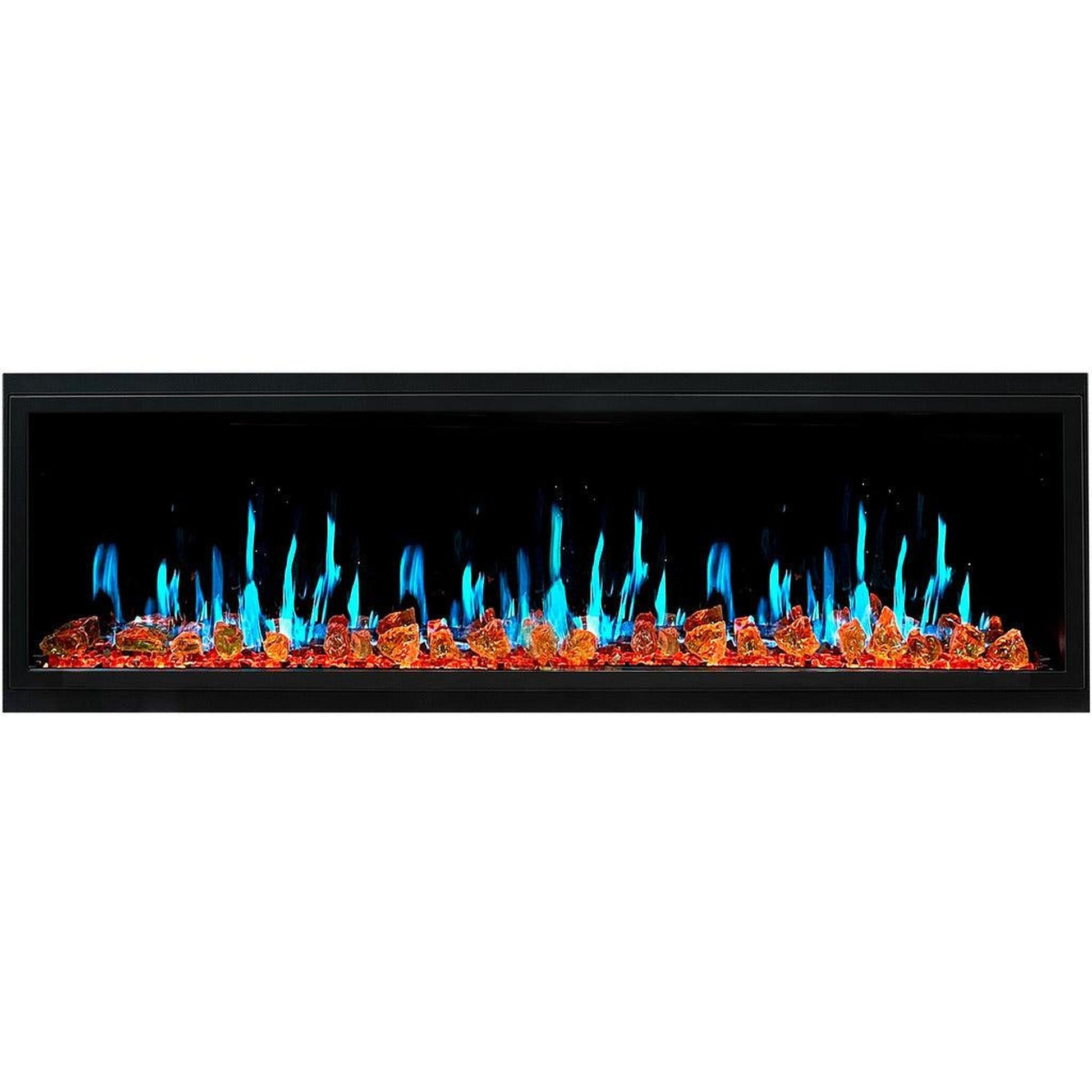 Litedeer Latitude 65" Ultra Slim WiFi Enabled Built-In Electric Fireplace with Reflective Fire Glass