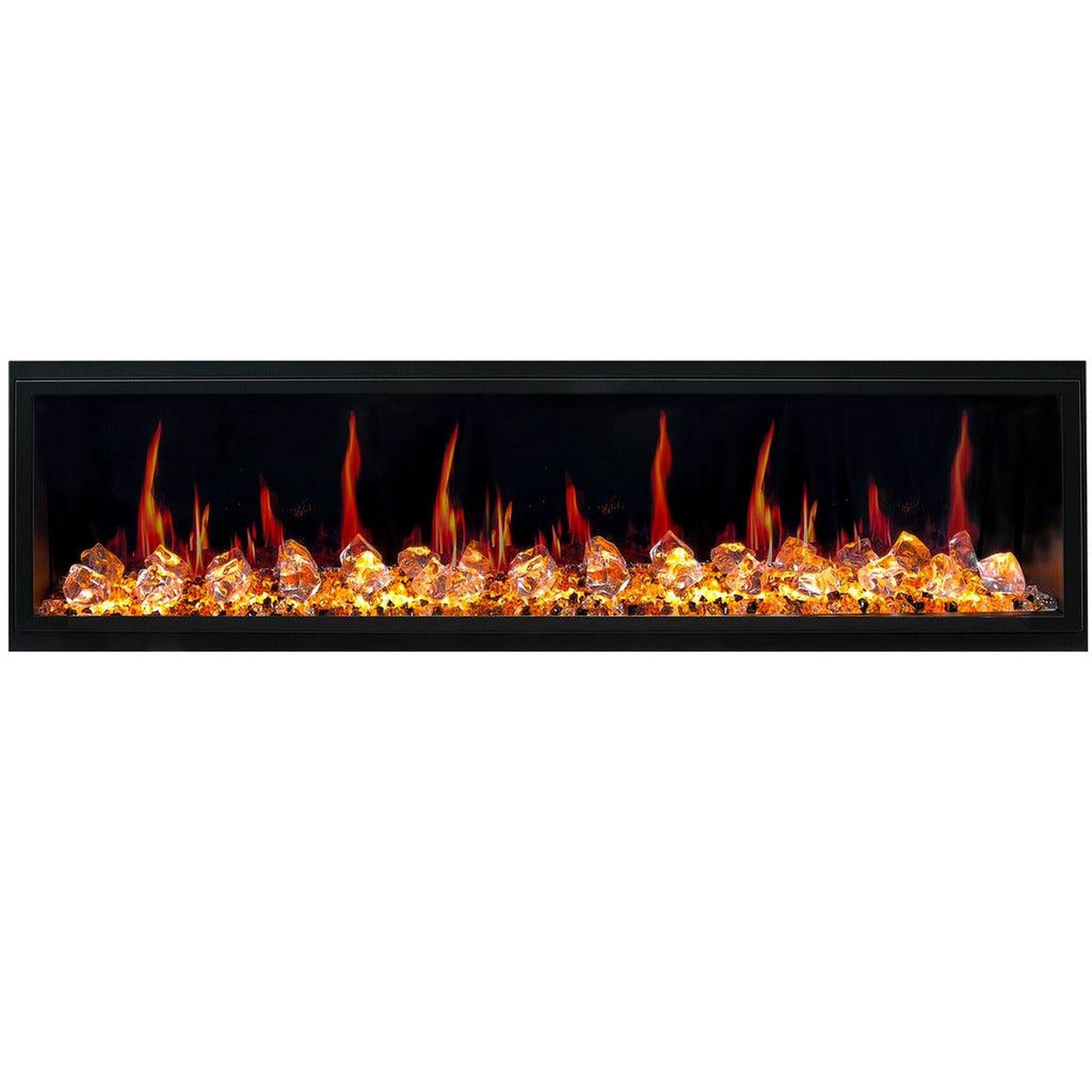 Litedeer Latitude 75" Ultra Slim WiFi Enabled Built-In Electric Fireplace with Acrylic Crushed Ice Rocks