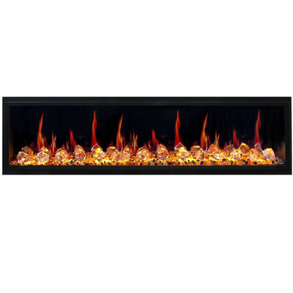 Litedeer Latitude 75" Ultra Slim WiFi Enabled Built-In Electric Fireplace with Acrylic Crushed Ice Rocks