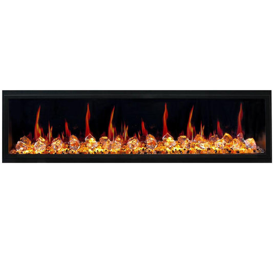 Litedeer Latitude 75" Ultra Slim WiFi Enabled Built-In Electric Fireplace with Acrylic Crushed Ice Rocks