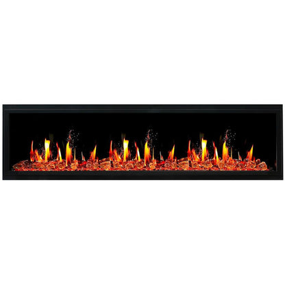 Litedeer Latitude 75" Ultra Slim WiFi Enabled Built-In Electric Fireplace with Reflective Fire Glass
