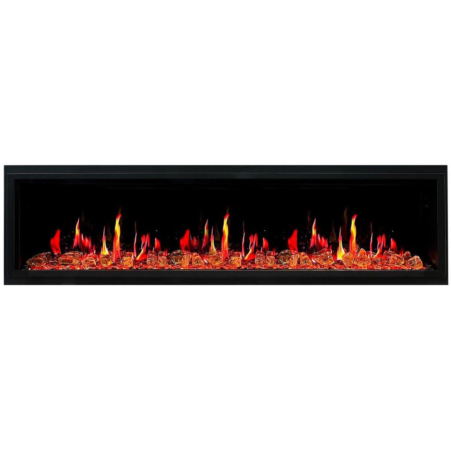 Litedeer Latitude 75" Ultra Slim WiFi Enabled Built-In Electric Fireplace with Reflective Fire Glass