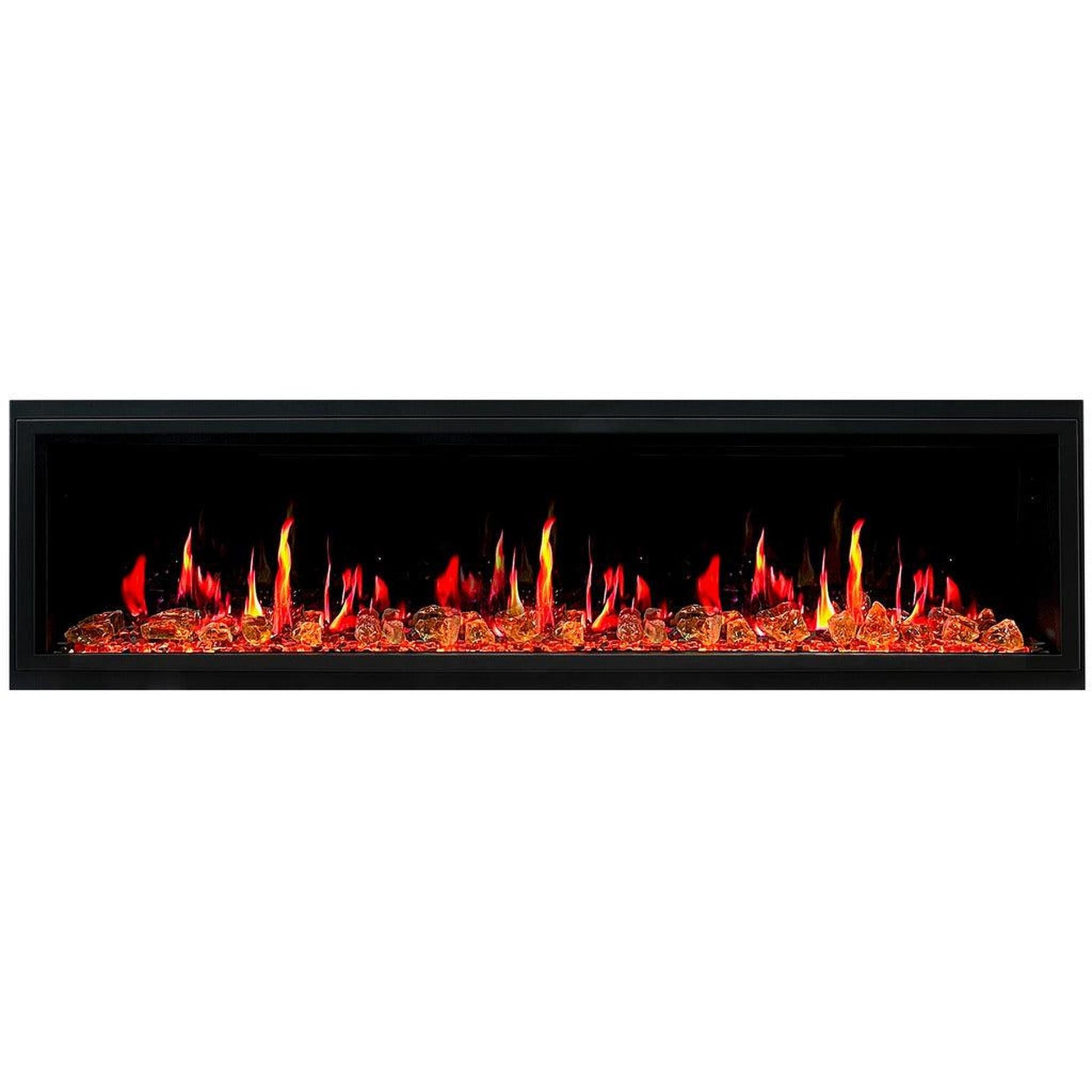 Litedeer Latitude 75" Ultra Slim WiFi Enabled Built-In Electric Fireplace with Reflective Fire Glass