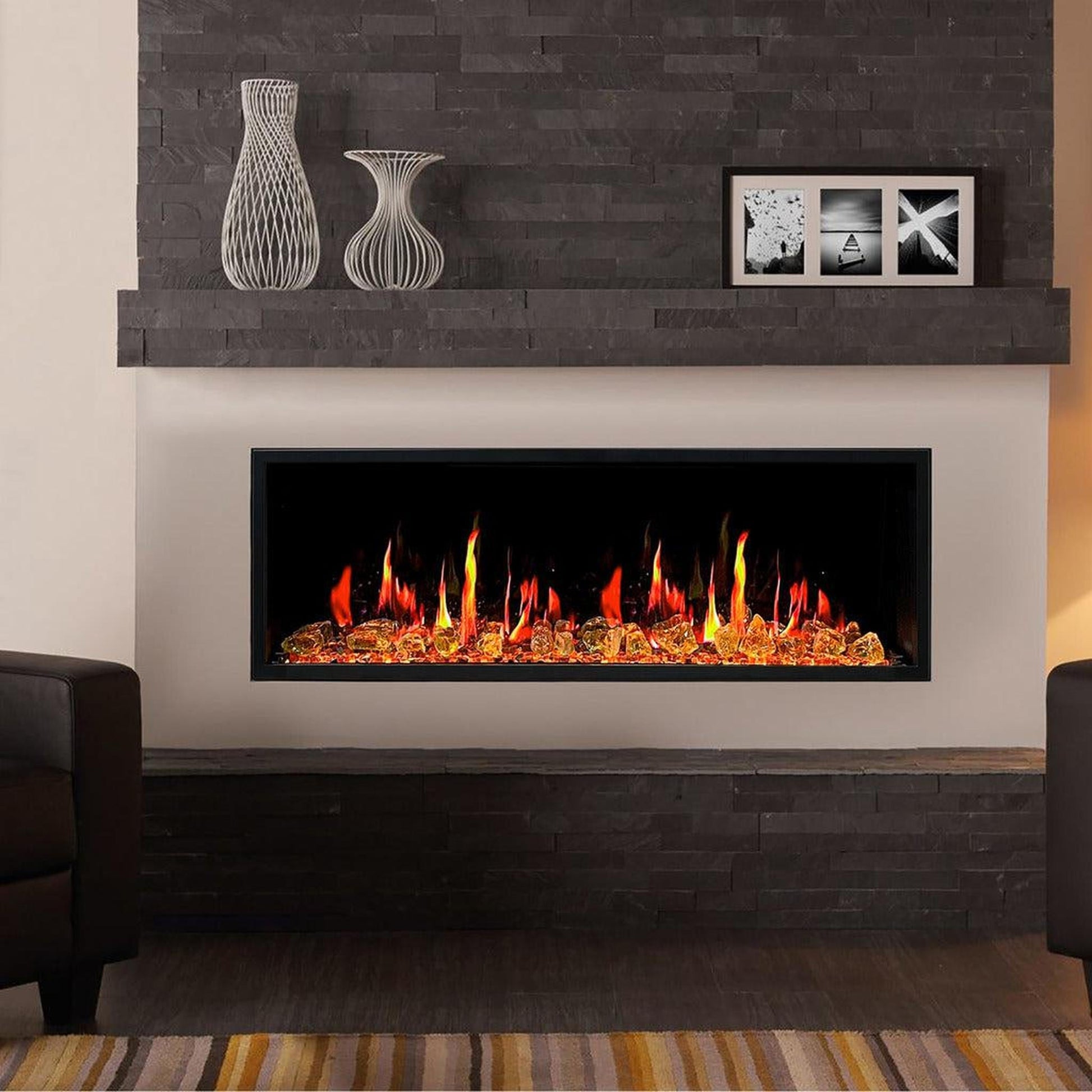 Litedeer Latitude II 48" Seamless Push-In Electric Fireplace with Reflective Fire Glass (Luster Copper)