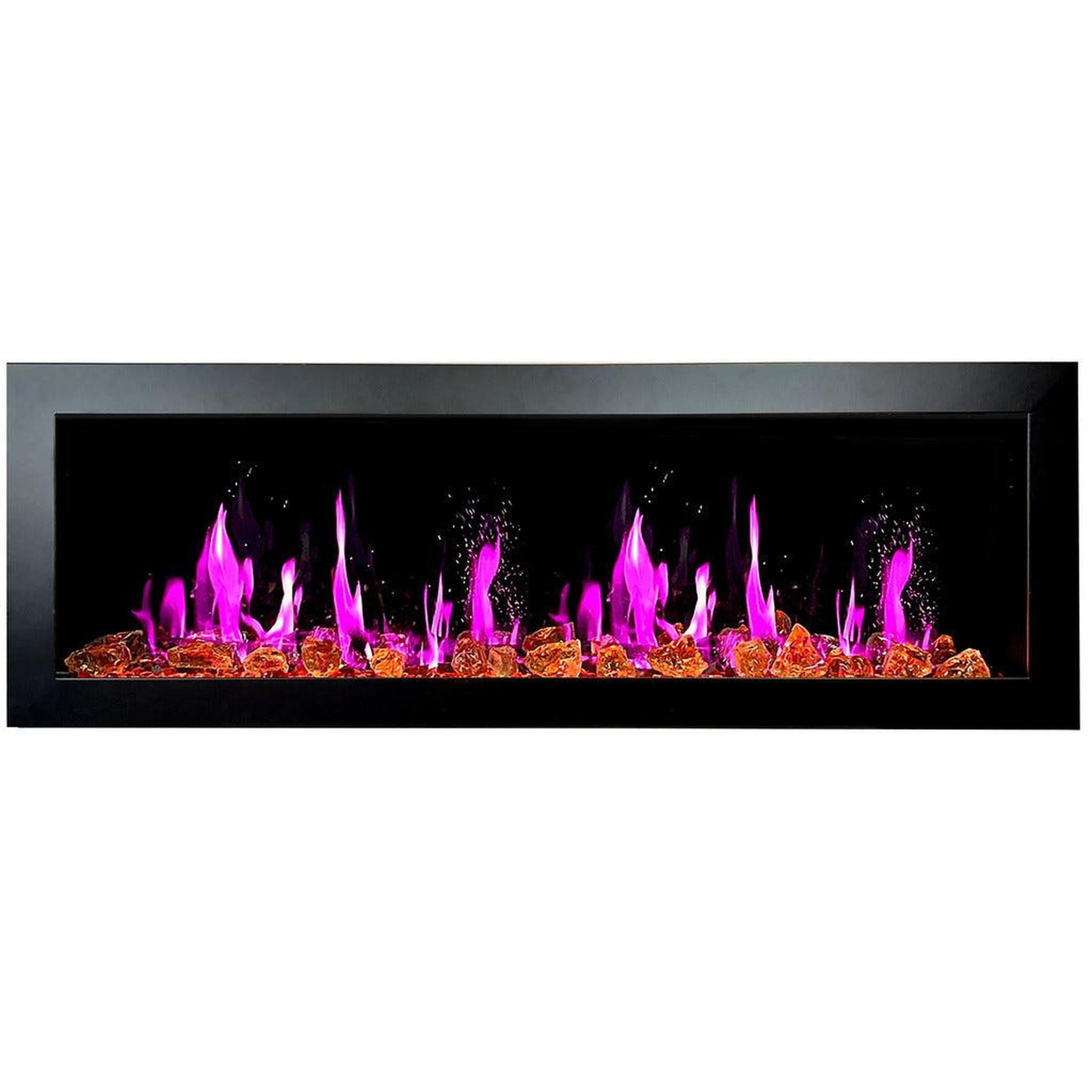 Litedeer Latitude II 58" Seamless Push-In Electric Fireplace with Reflective Fire Glass (Luster Copper)