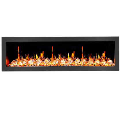 Litedeer Latitude II 68" Seamless Push-In Electric Fireplace with Acrylic Crushed Ice Rocks