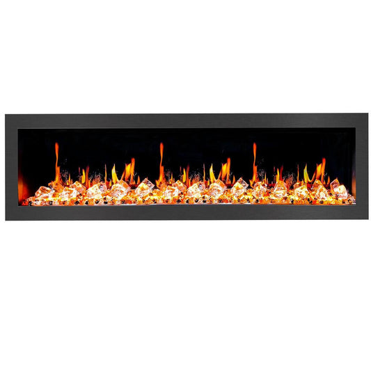 Litedeer Latitude II 68" Seamless Push-In Electric Fireplace with Acrylic Crushed Ice Rocks