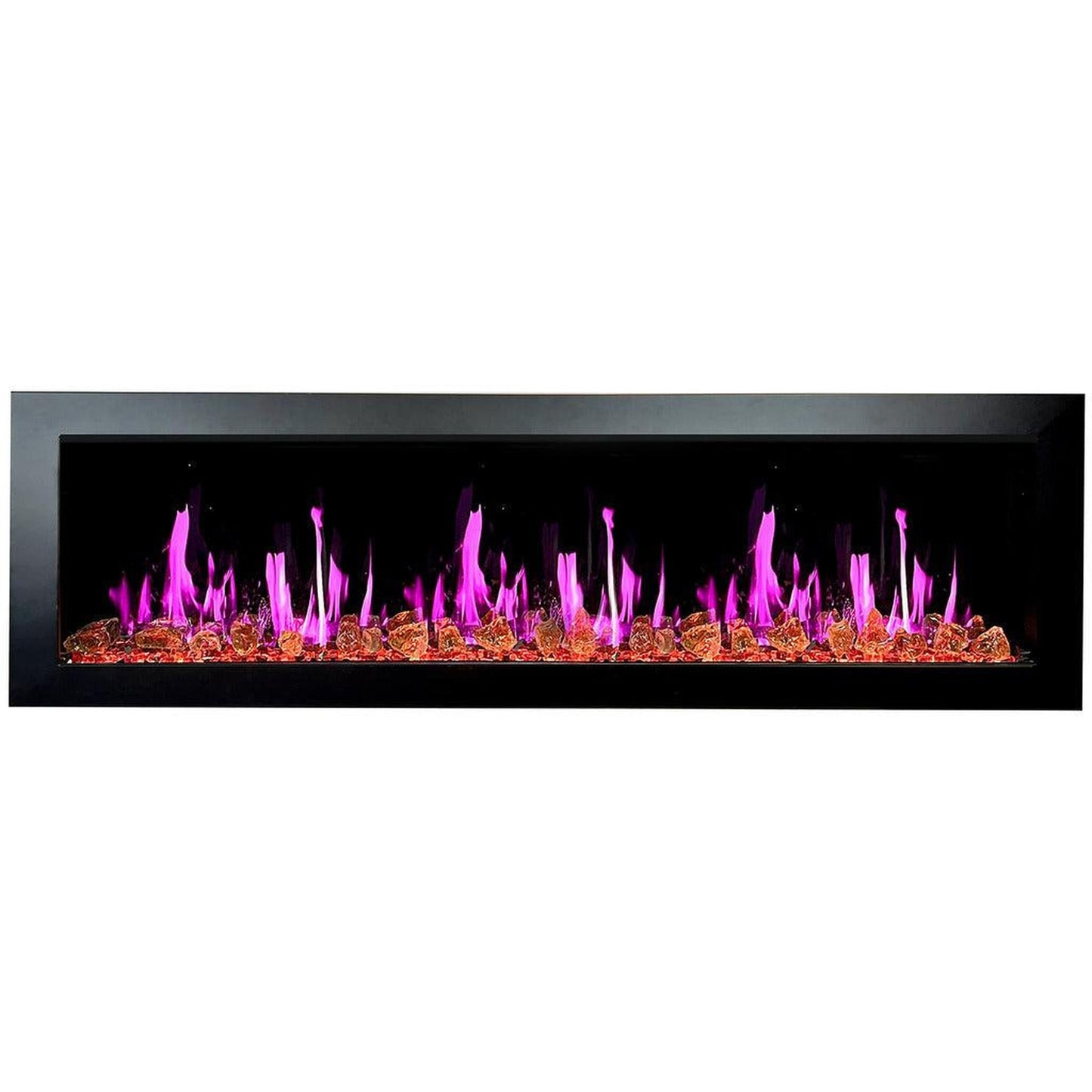 Litedeer Latitude II 68" Seamless Push-In Electric Fireplace with Reflective Fire Glass (Luster Copper)
