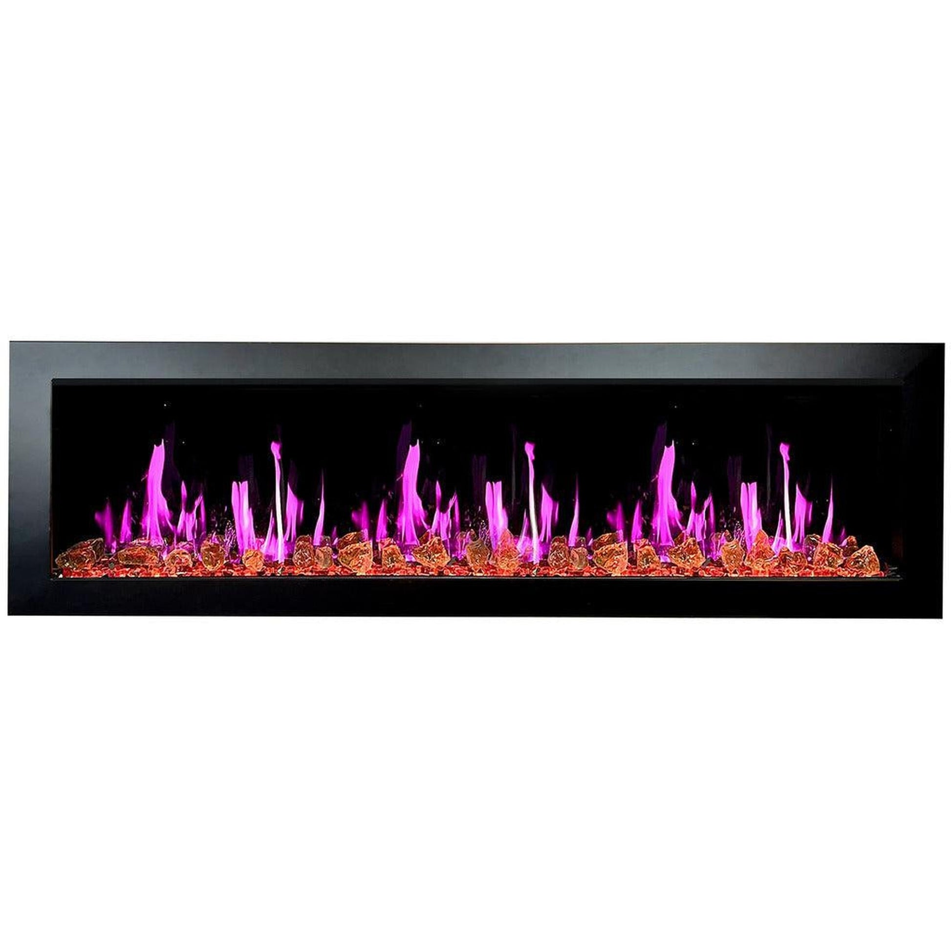 Litedeer Latitude II 68" Seamless Push-In Electric Fireplace with Reflective Fire Glass (Luster Copper)