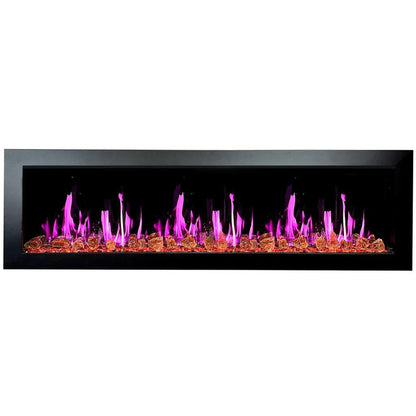 Litedeer Latitude II 68" Seamless Push-In Electric Fireplace with Reflective Fire Glass (Luster Copper)
