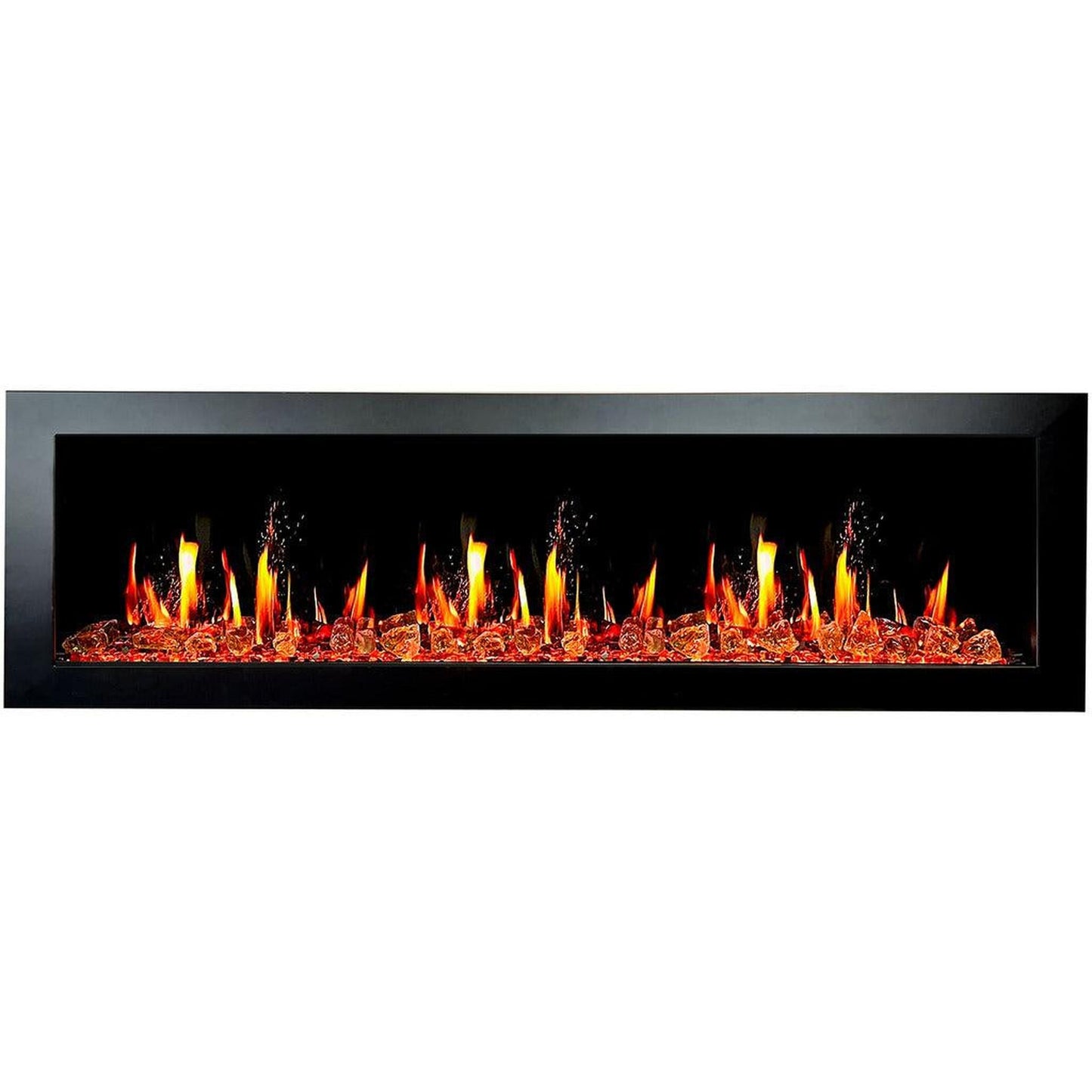 Litedeer Latitude II 68" Seamless Push-In Electric Fireplace with Reflective Fire Glass (Luster Copper)