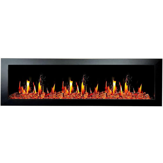 Litedeer Latitude II 68" Seamless Push-In Electric Fireplace with Reflective Fire Glass (Luster Copper)