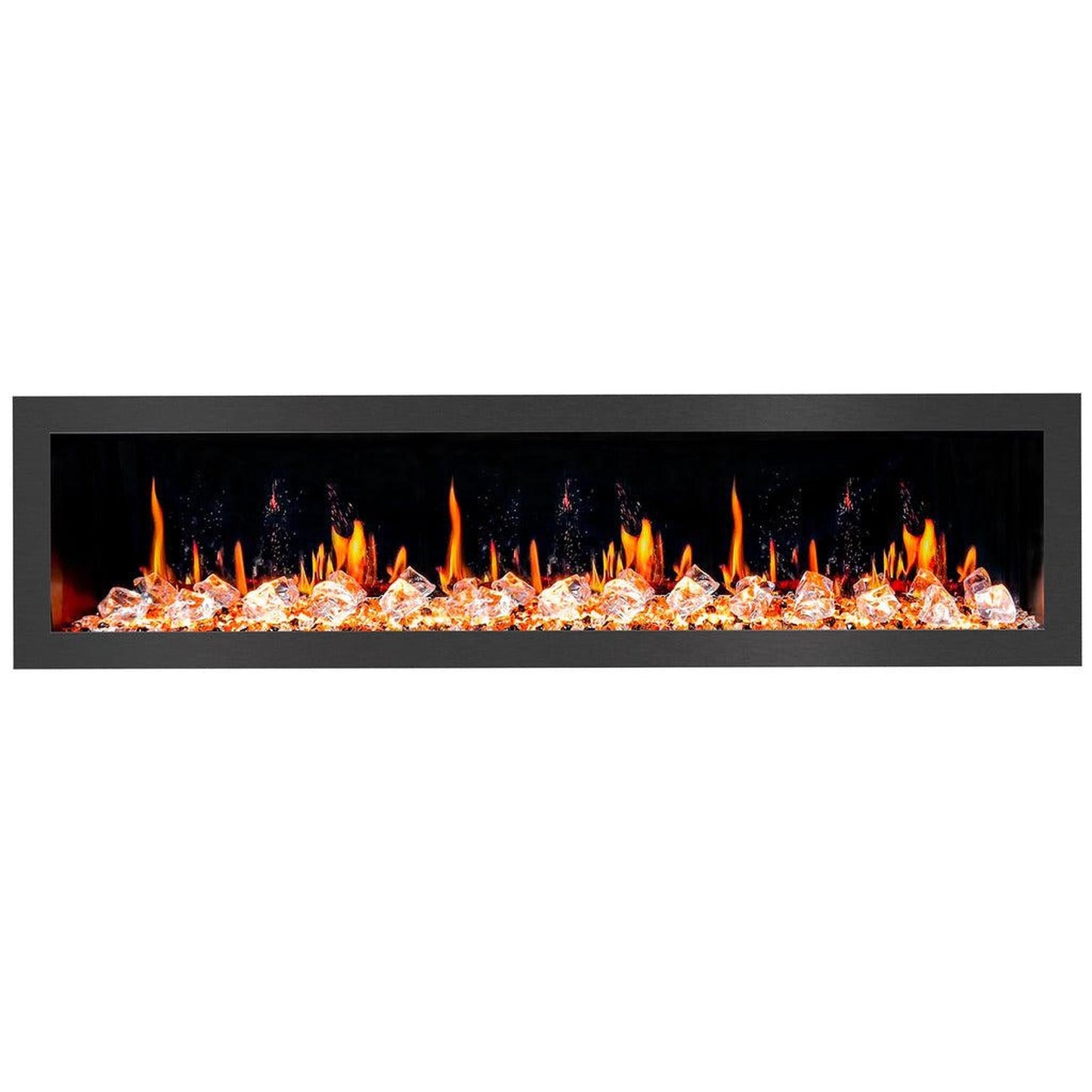 Litedeer Latitude II 78" Seamless Push-In Electric Fireplace with Acrylic Crushed Ice Rocks