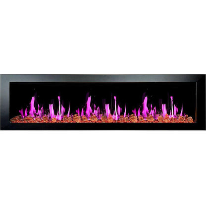 Litedeer Latitude II 78" Seamless Push-In Electric Fireplace with Reflective Fire Glass (Luster Copper)