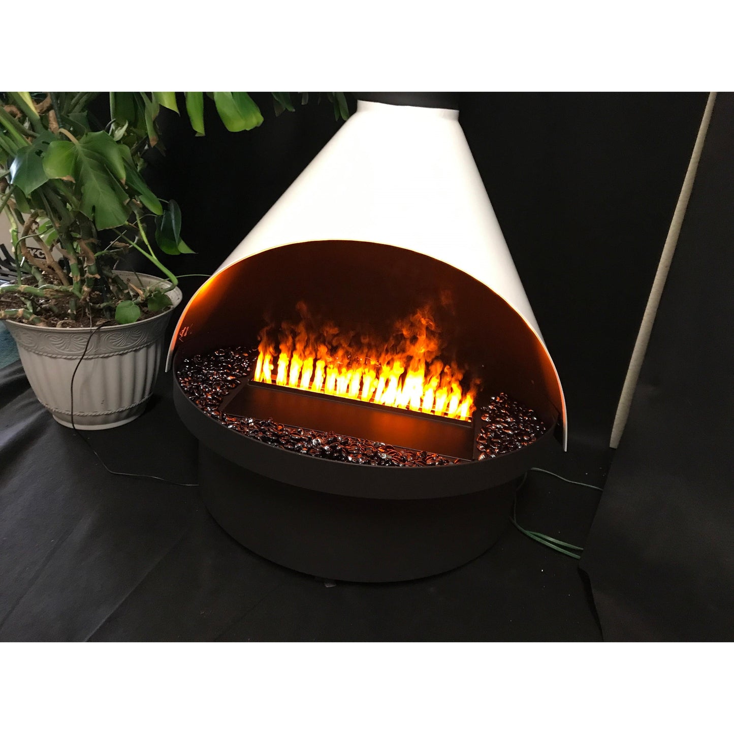 Malm Zircon 34" Freestanding Electric Aquafire Fireplace With Remote Control and RAL 1002 38/20002 Powder Coat Top and Base