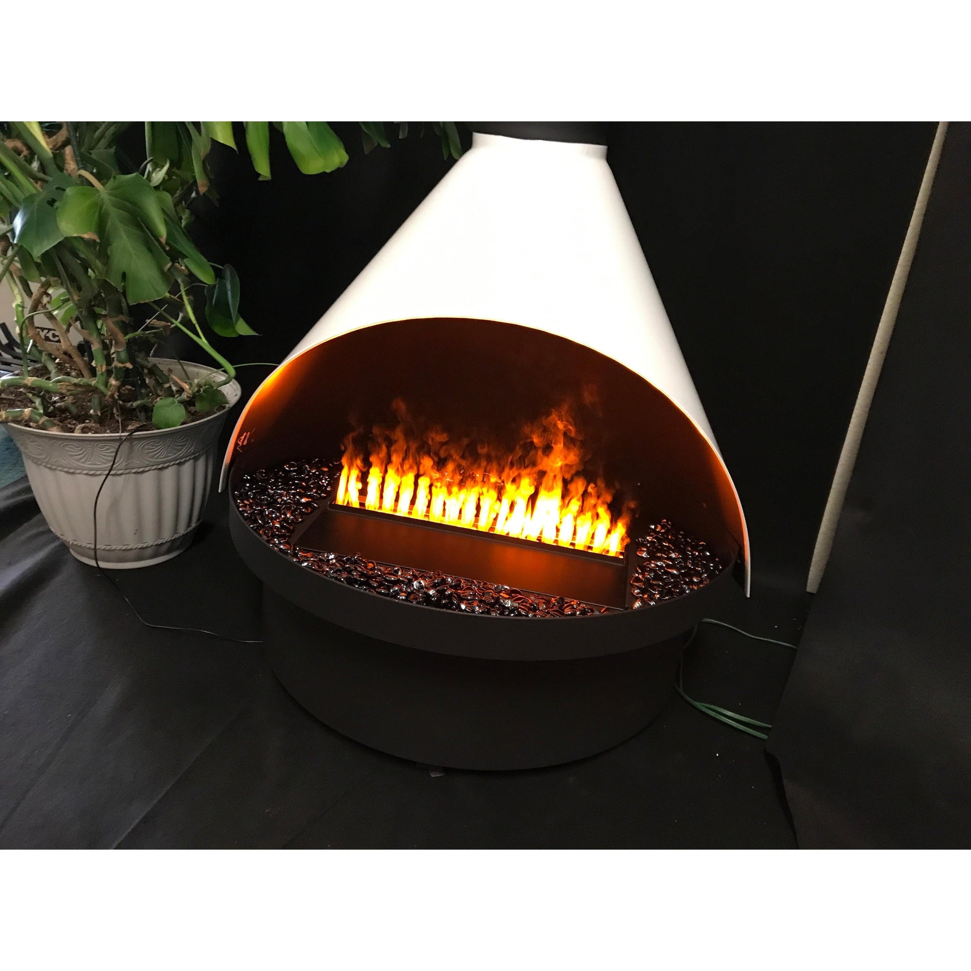 Malm Zircon 34" Freestanding Electric Aquafire Fireplace With Remote Control and RAL 9016 49/11340 Powder Coat Top and Base
