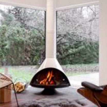 Malm Zircon 34" Freestanding Electric Fireplace With Remote Control, RAL 3003 49/31100 Powder Coat Top and Matte Black Base