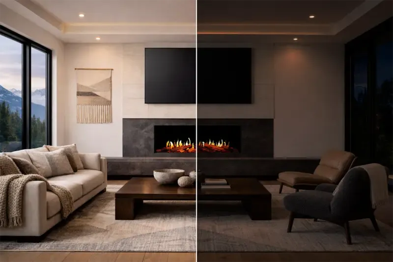 Modern Flames Orion Multi V2 120" Built-in / Wall-Mounted Virtual LCD Electric Fireplace