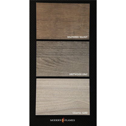 Modern Flames Weathered Walnut Allwood Media Wall System With Side Shelves for Spectrum Slimline 60" Fireplace
