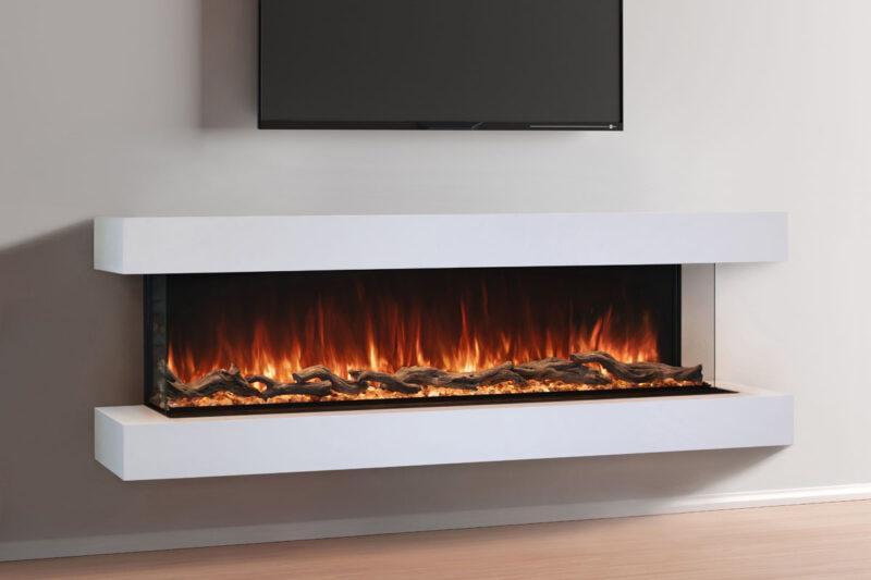 Modern Flames Weathered Walnut Studio Suite Floating Mantel Set for 80" Landscape Pro Multi Fireplace
