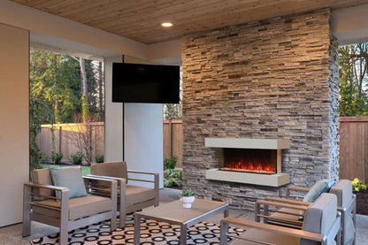 Modern Flames Weathered Walnut Studio Suite Floating Mantel Set for 80" Landscape Pro Multi Fireplace
