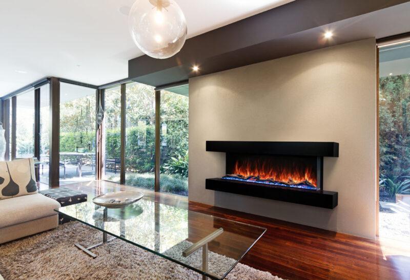 Modern Flames Weathered Walnut Studio Suite Floating Mantel Set for 80" Landscape Pro Multi Fireplace