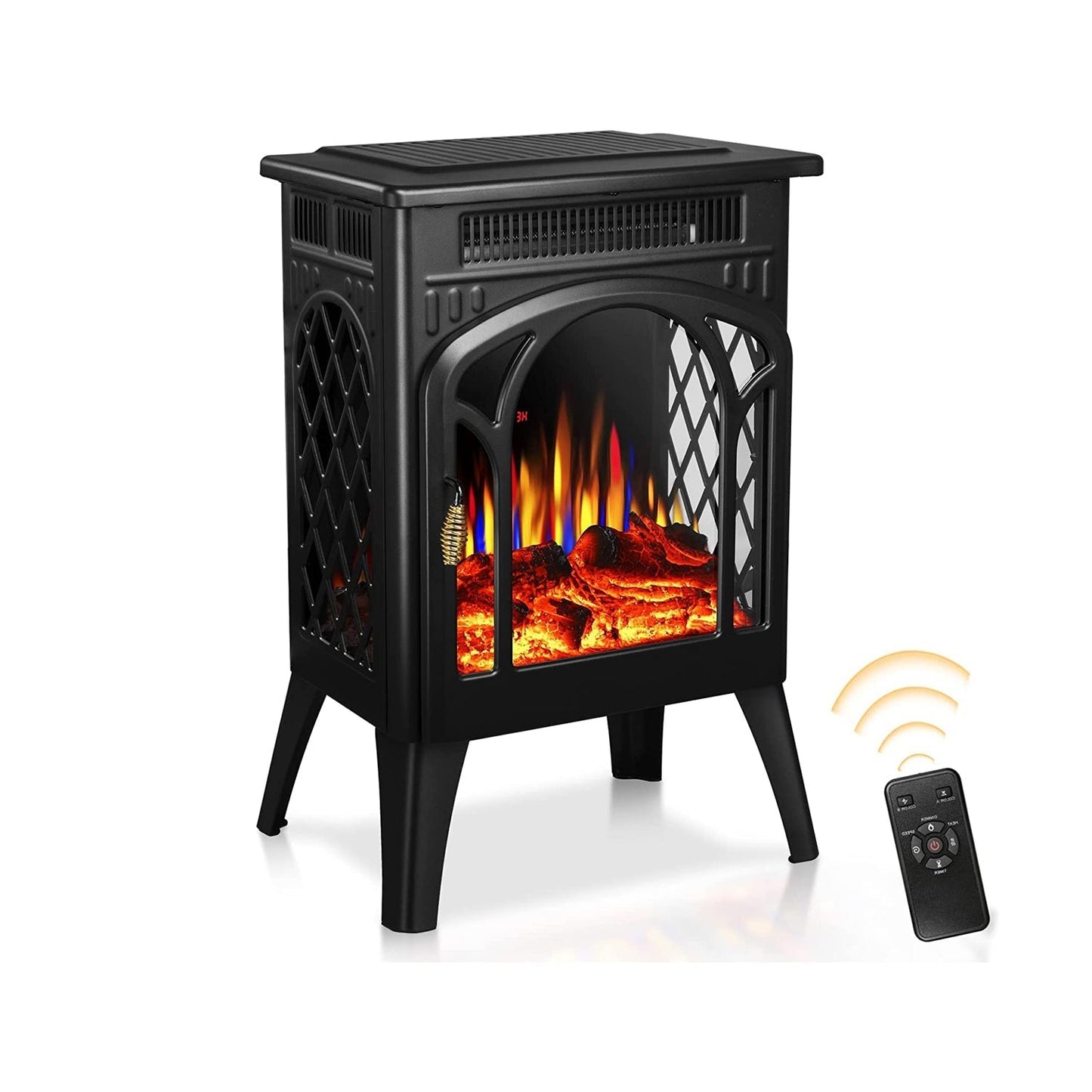 R.W.FLAME 16" Black 500W-1500W Freestanding Electric Fireplace With Remote Control
