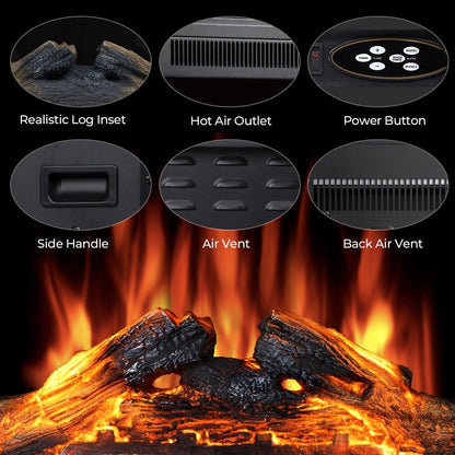R.W.FLAME 23" Black 750W-1500W Electric Fireplace Insert With 5-Flame Brightness Settings