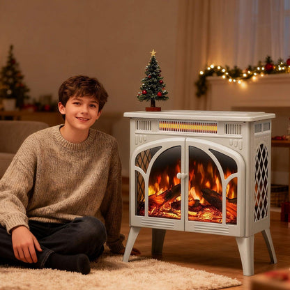 R.W.FLAME 24" Beige 500W-1500W Freestanding Electric Fireplace Stove