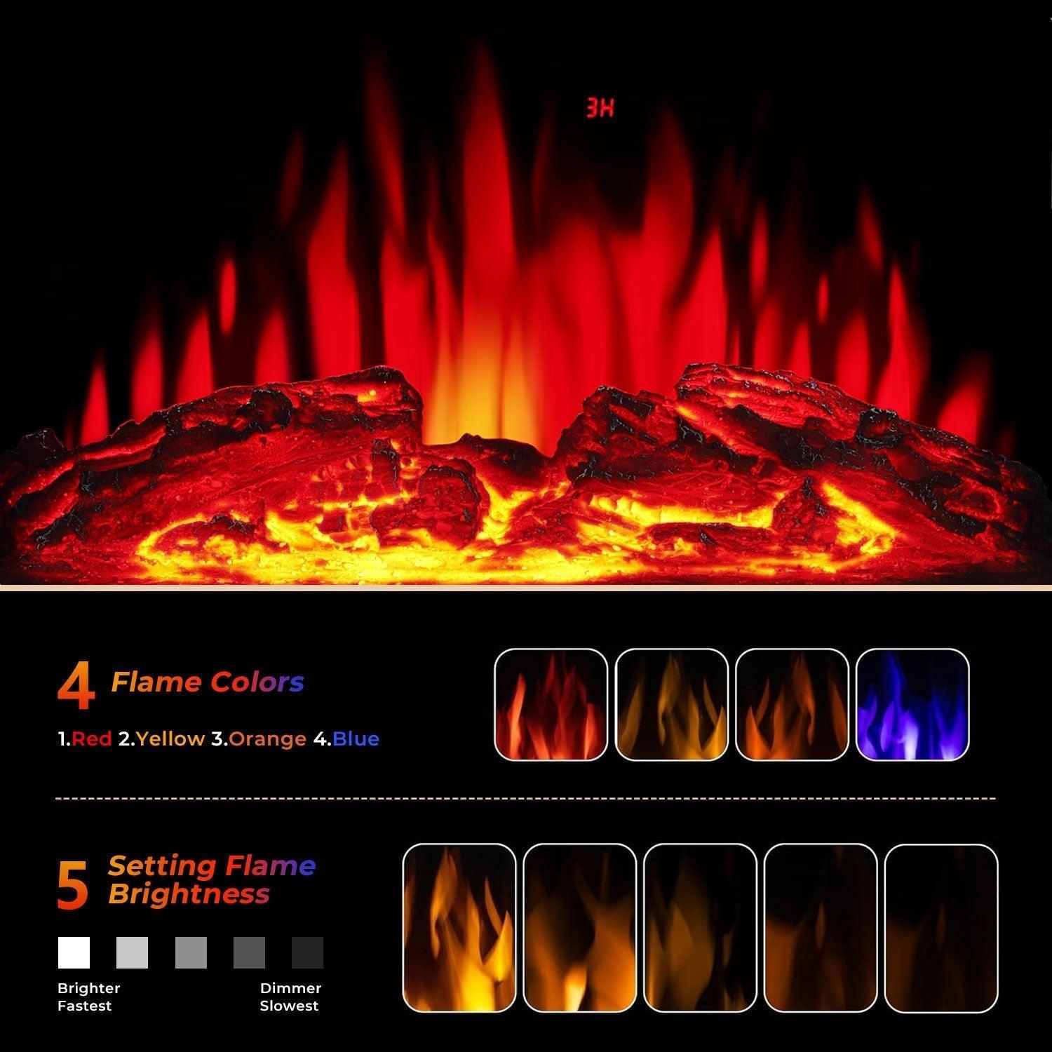 R.W.FLAME 24" Beige 500W-1500W Freestanding Electric Fireplace Stove