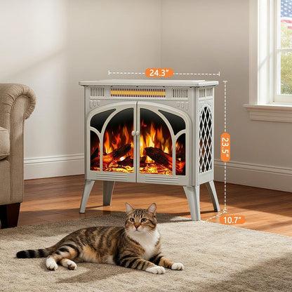 R.W.FLAME 24" Beige 500W-1500W Freestanding Electric Fireplace Stove