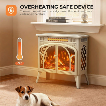 R.W.FLAME 24" Beige 500W-1500W Freestanding Electric Fireplace Stove