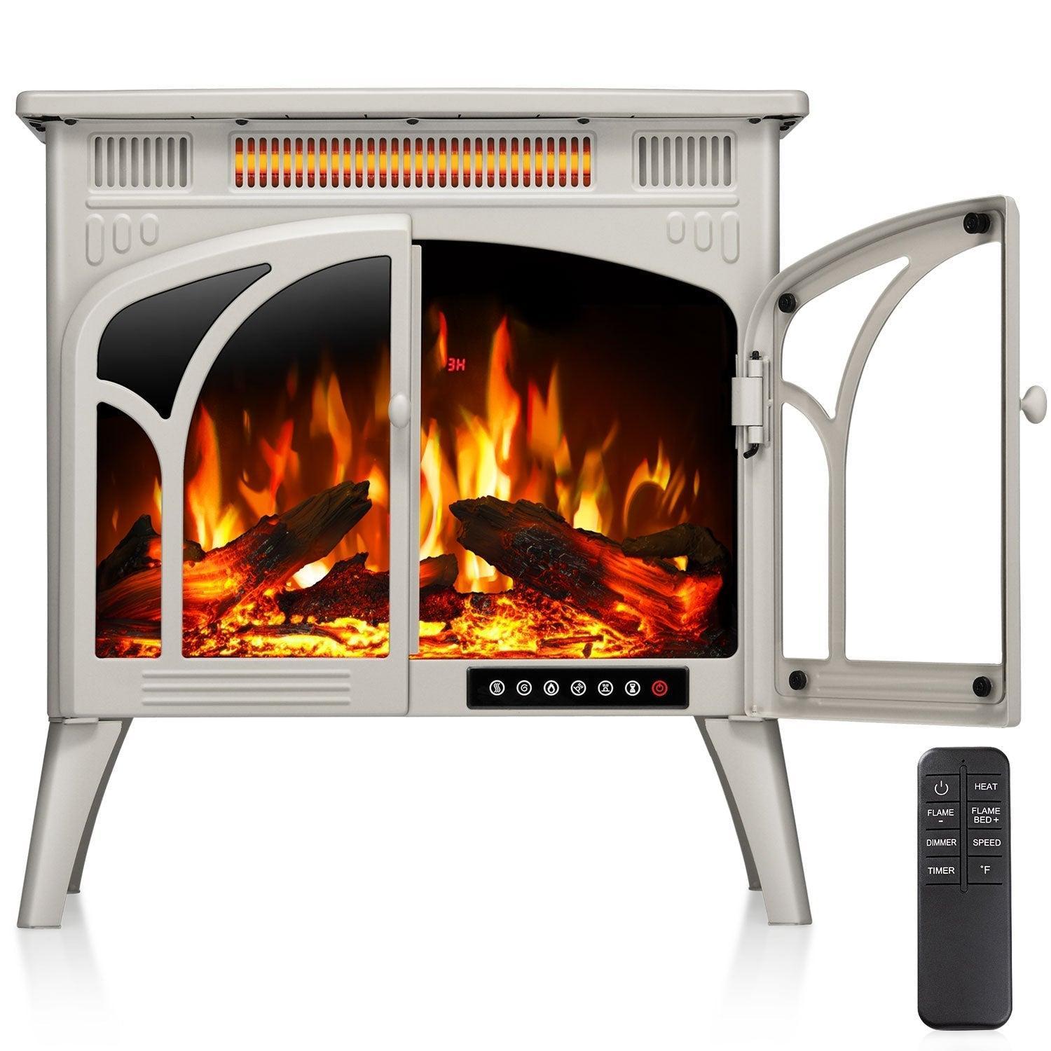 R.W.FLAME 24" Beige 500W-1500W Freestanding Electric Fireplace Stove