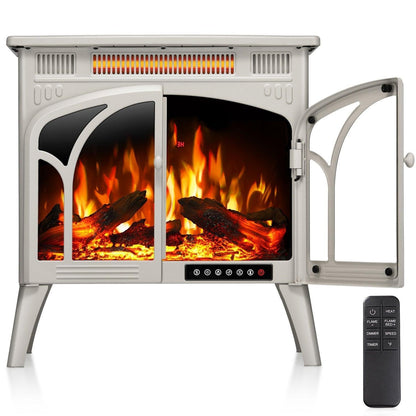 R.W.FLAME 24" Beige 500W-1500W Freestanding Electric Fireplace Stove
