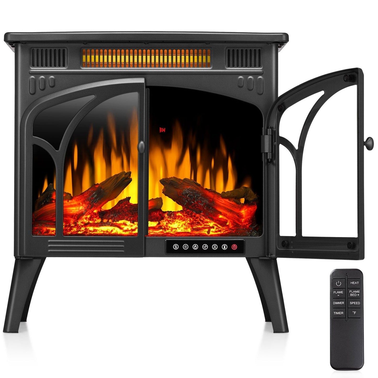 R.W.FLAME 24" Black 500W-1500W Freestanding Electric Fireplace Stove