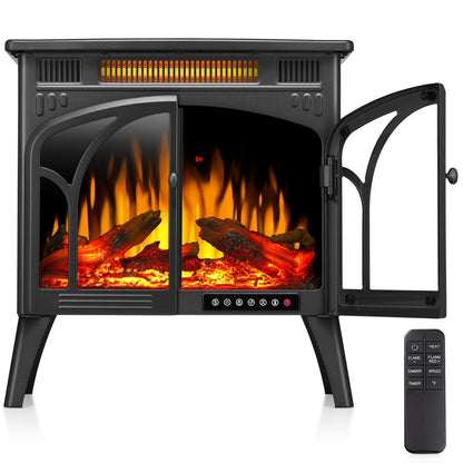 R.W.FLAME 24" Black 500W-1500W Freestanding Electric Fireplace Stove