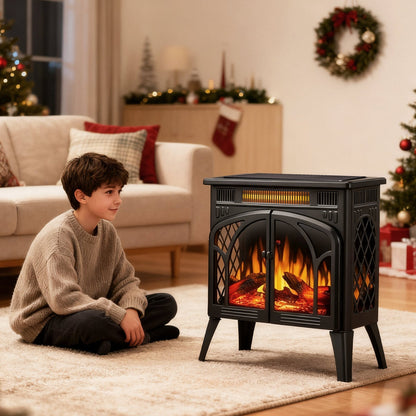 R.W.FLAME 24" Black 500W-1500W Freestanding Electric Fireplace Stove
