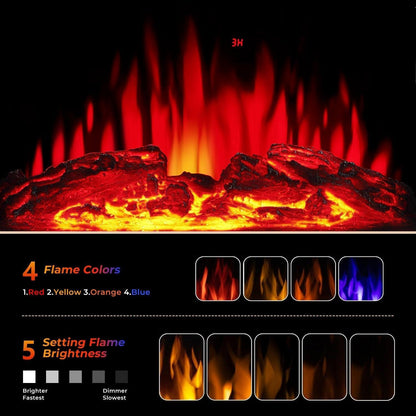 R.W.FLAME 24" Black 500W-1500W Freestanding Electric Fireplace Stove