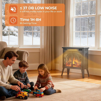 R.W.FLAME 24" Black 500W-1500W Freestanding Electric Fireplace Stove