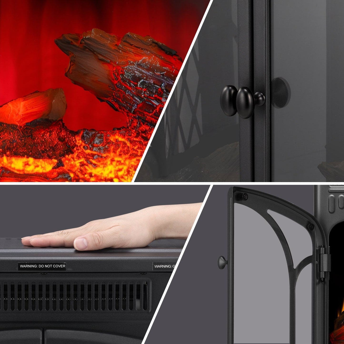 R.W.FLAME 24" Black 500W-1500W Freestanding Electric Fireplace Stove